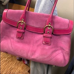 Coach Suede and leather trim bag